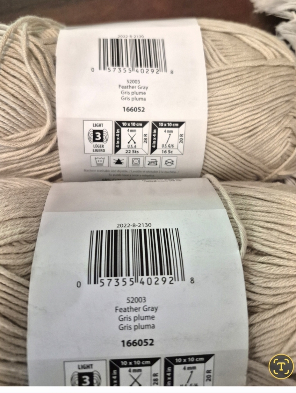 Bernat Softee Baby Cotton Yarn - Three Full Skeins Feather Gray - Picture 2 of 5